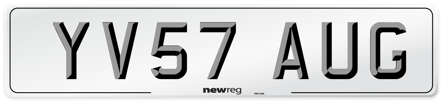 YV57 AUG Number Plate from New Reg
